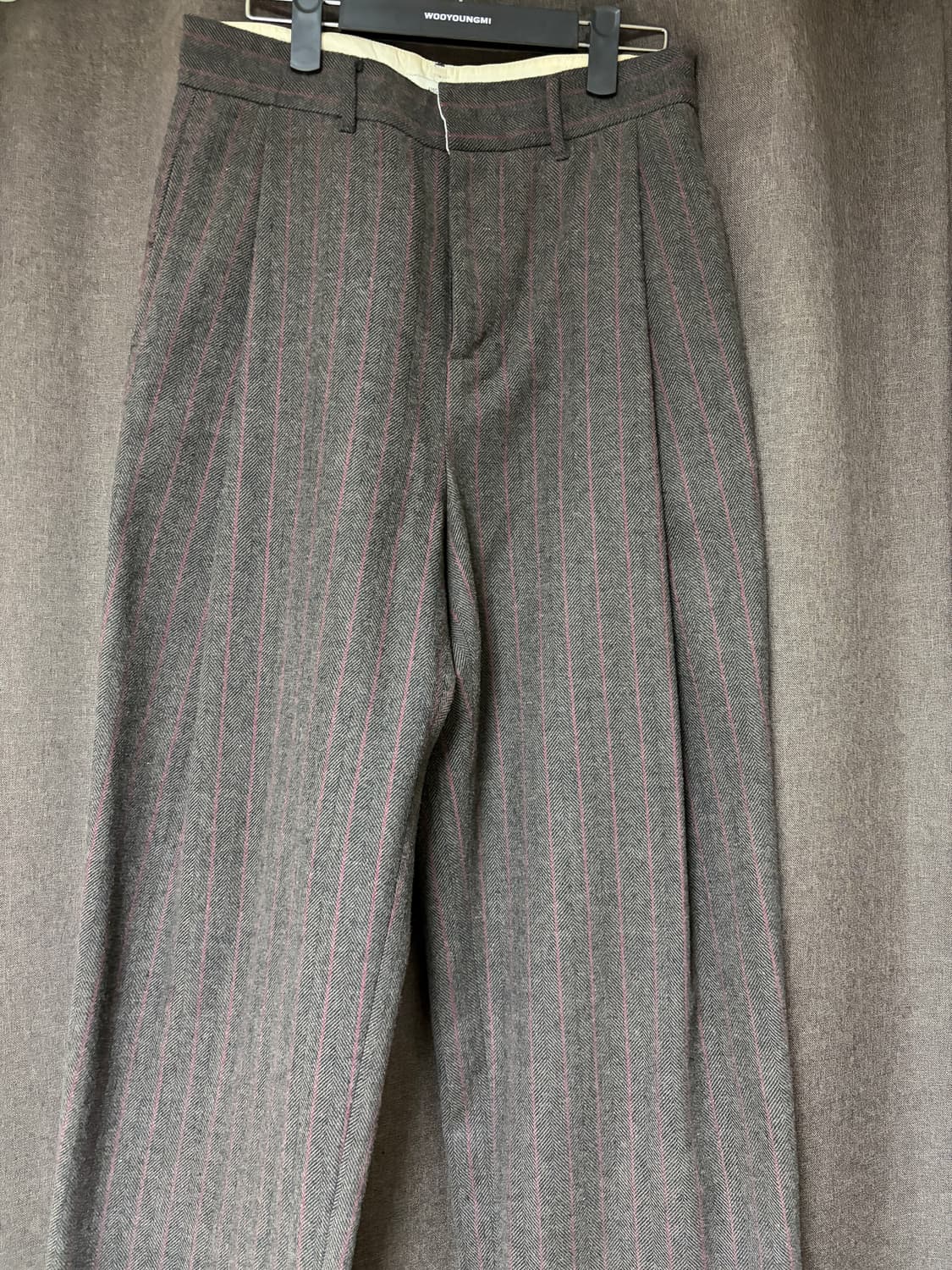 아모멘토 울 마틴 스트라이프 팬츠 브라운 M 상품이미지1