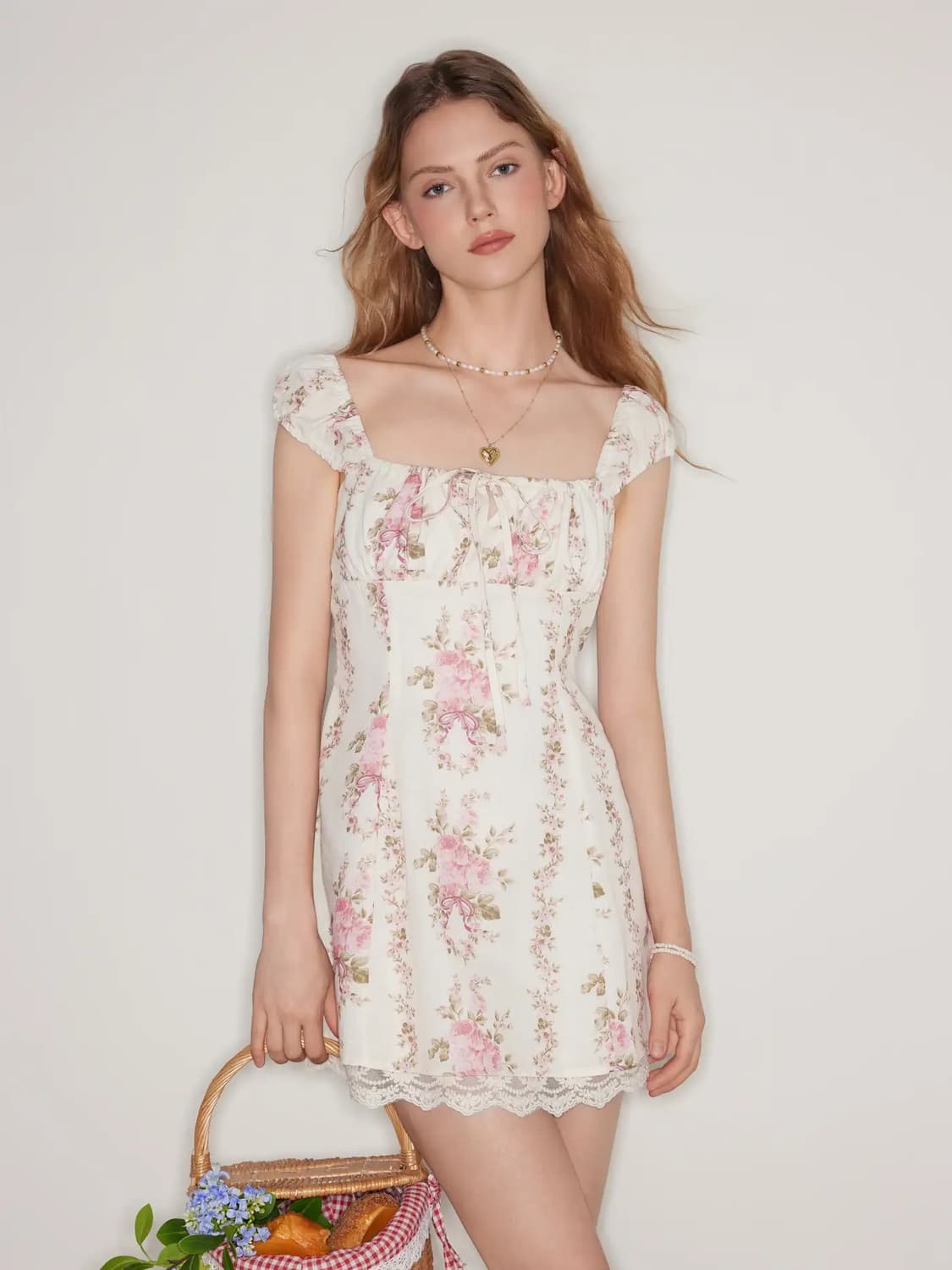 샵사이다 square neck floral mini dress 상품이미지1