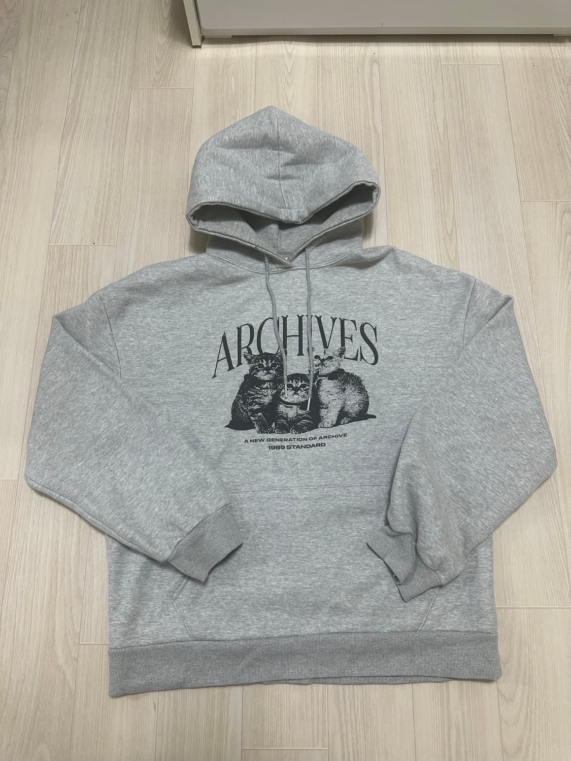 1989 ARCHIVES CAT 그레이 후드 L 상품이미지2