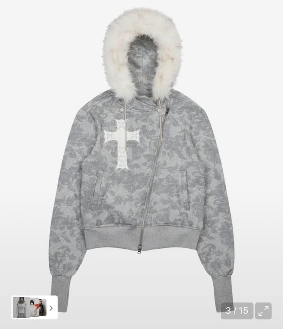 러브이즈트루 퍼후드집업 그레이 상품이미지1