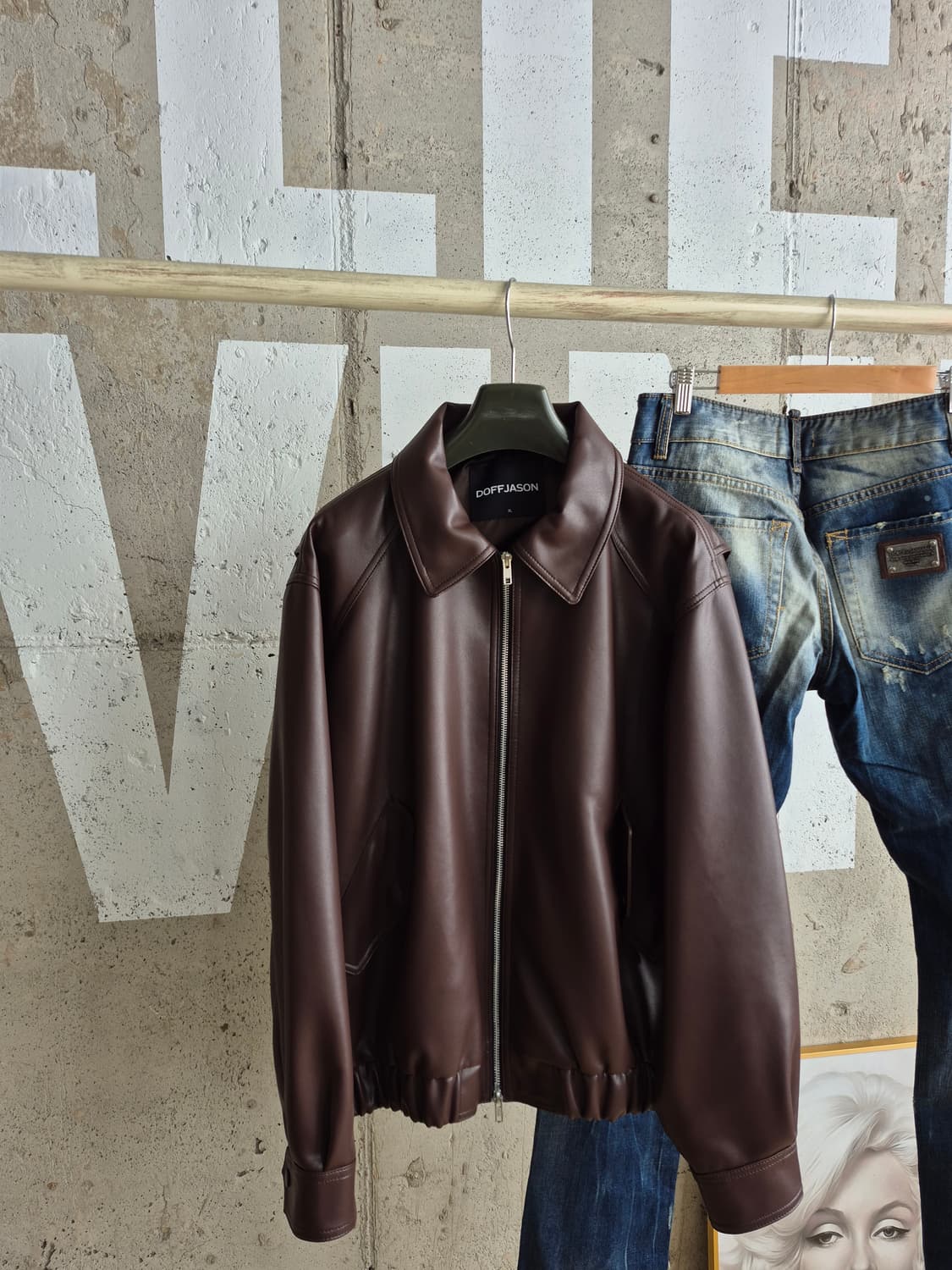 도프제이슨  심플한 레더 자켓XL 상품이미지4