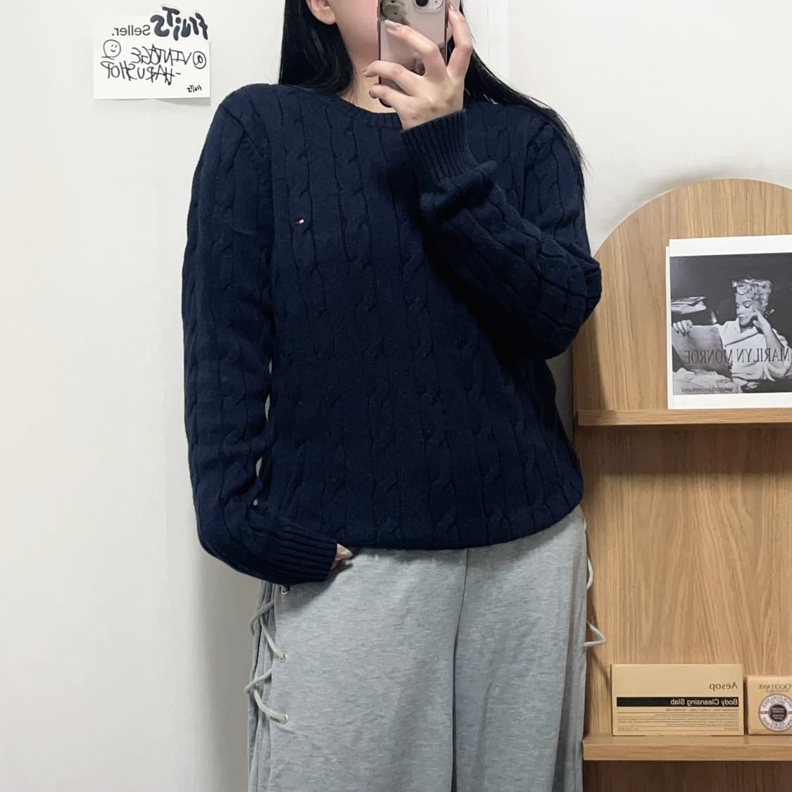 [정품] 타미 네이비 꽈배기 니트 [ M ] 상품이미지1