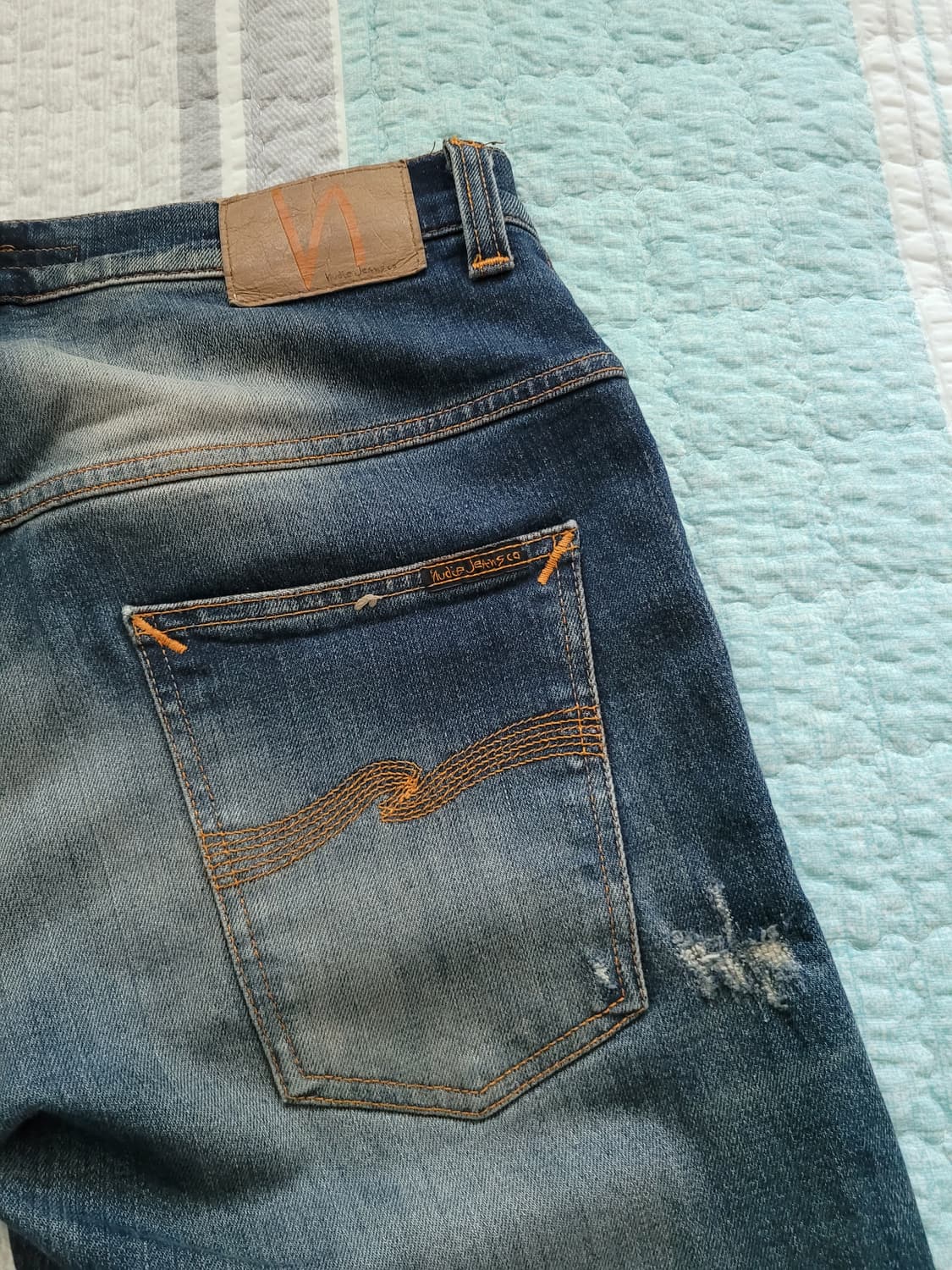 누디진 nudiejean 씬핀 매드 레플리카 데미지리페어 스판슬림진 32 상품이미지8