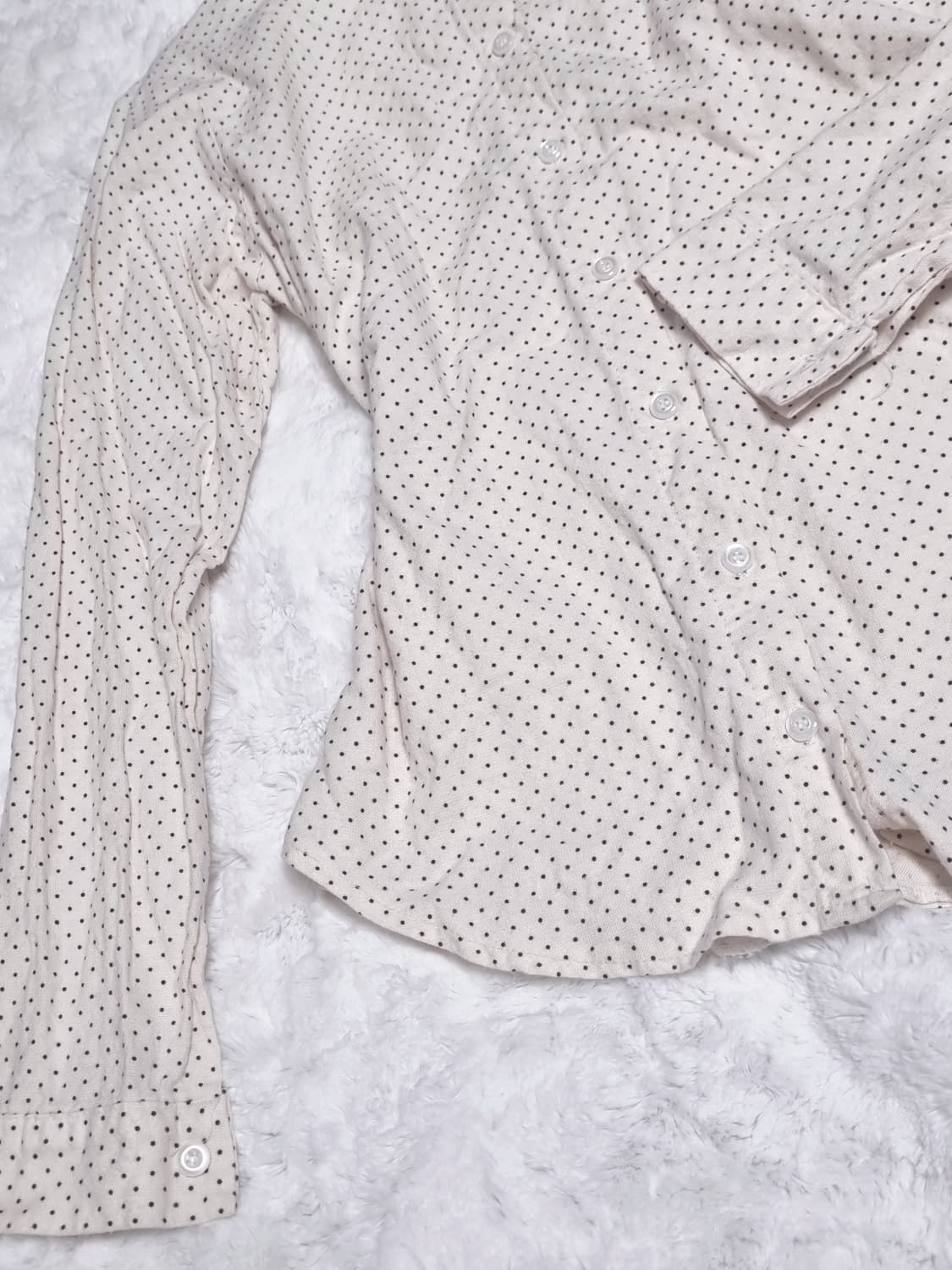 여성 도트 빈티지 블라우스 셔츠 아이보리 상품이미지3