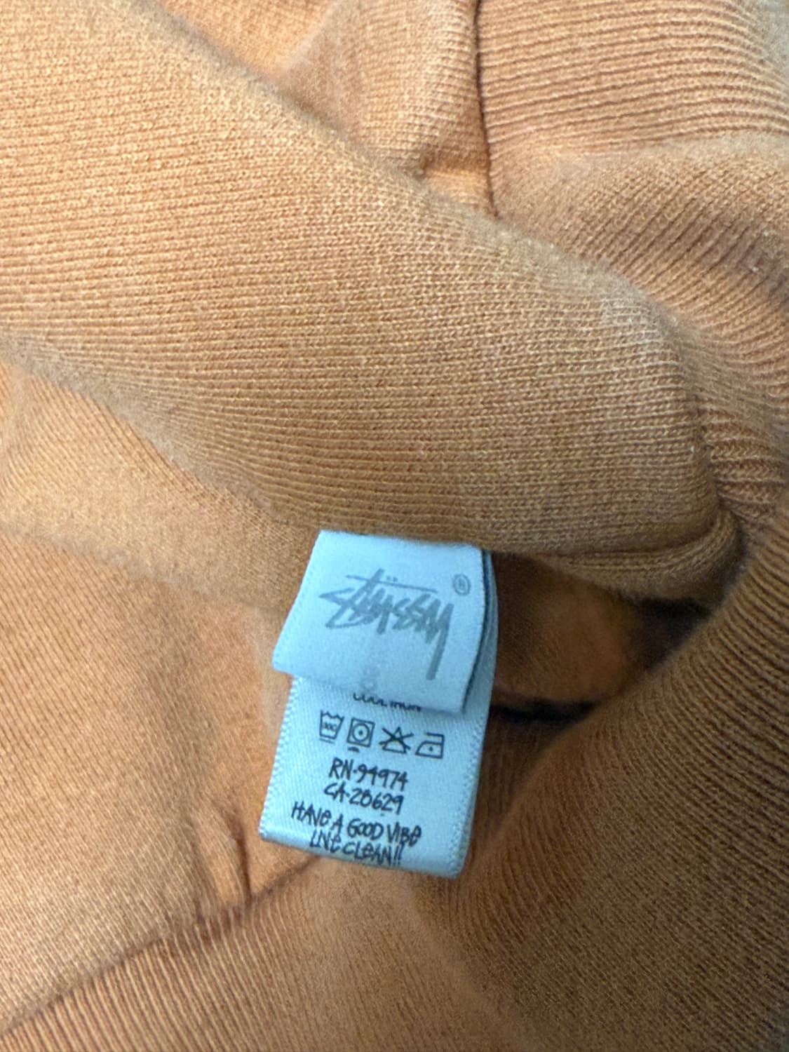 [XL] 스투시 오렌지브라운 스티치 후드 집업 (투웨이 지퍼) 상품이미지3