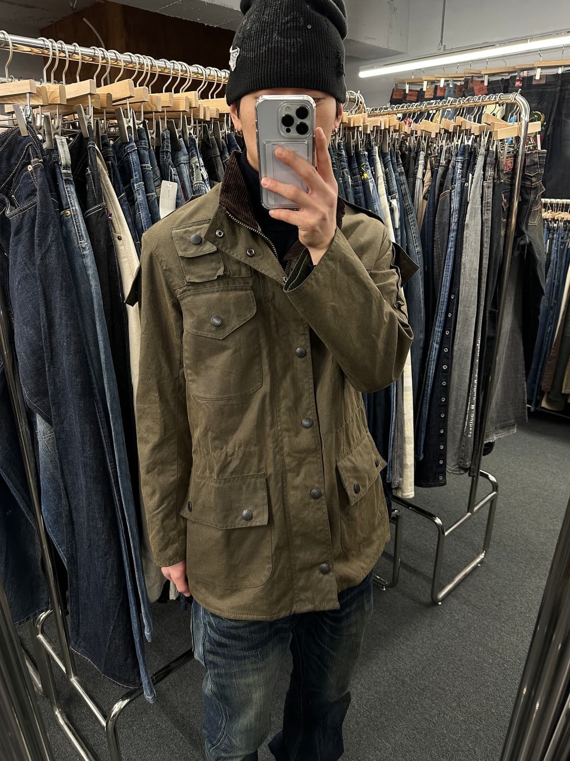 바버 유니온잭 그린 왁스자켓  상품이미지1