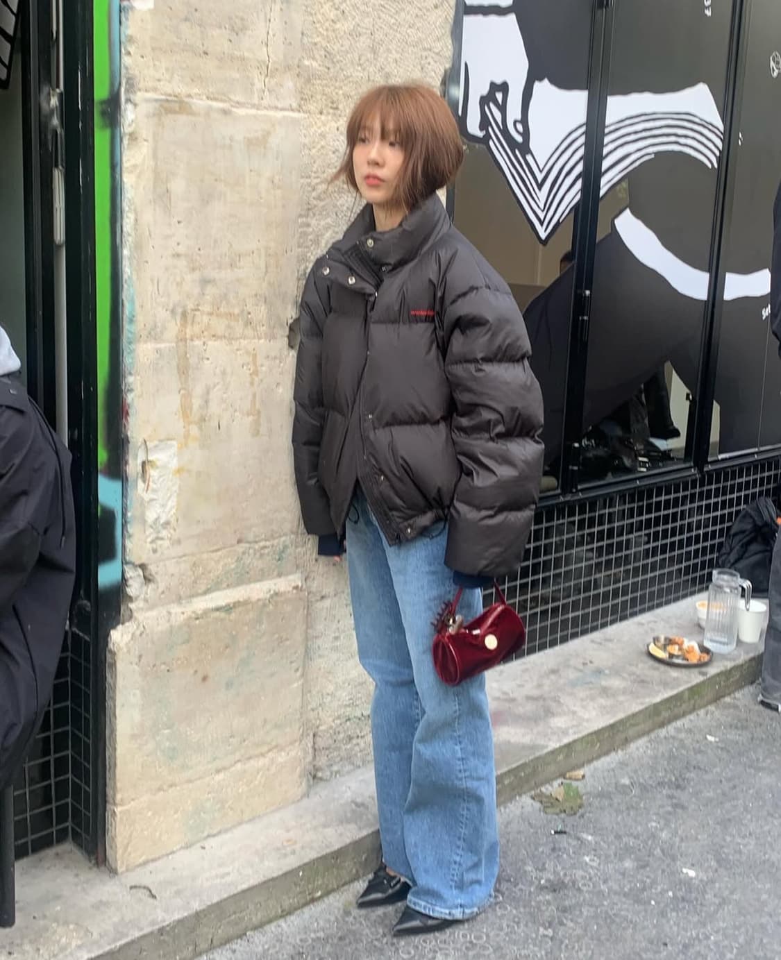 (새상품)오버듀플레어 글로시 다운 패딩 블랙 상품이미지2