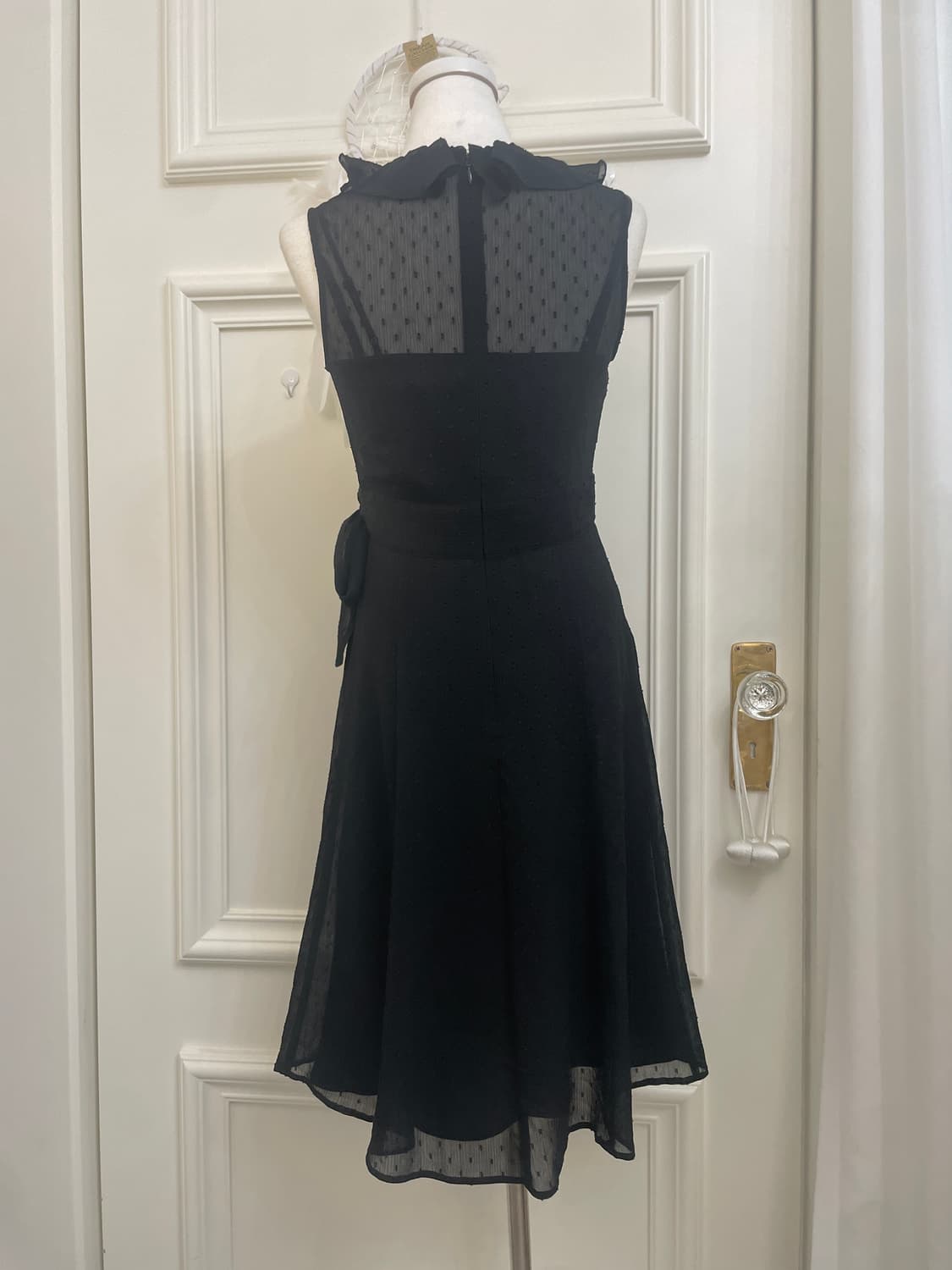 black ruffle bow dot lace opc(size-2) 상품이미지3