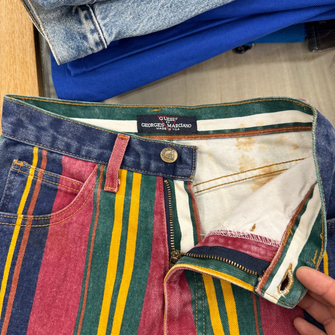 80s 게스 골저스 스트라이프 부츠컷 데님 made in USA (24) 상품이미지5