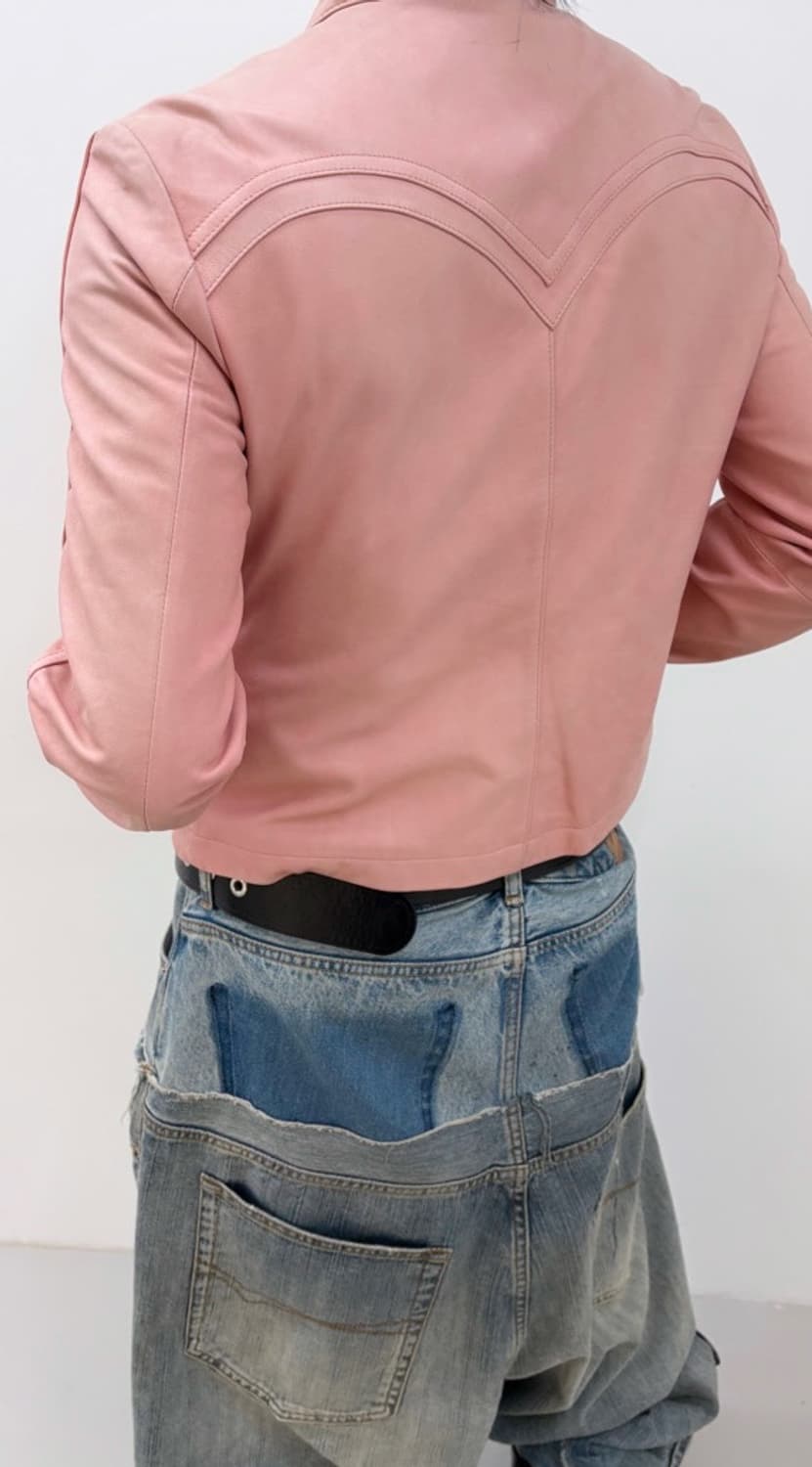 셔링 디테일 가죽자켓 상품이미지3