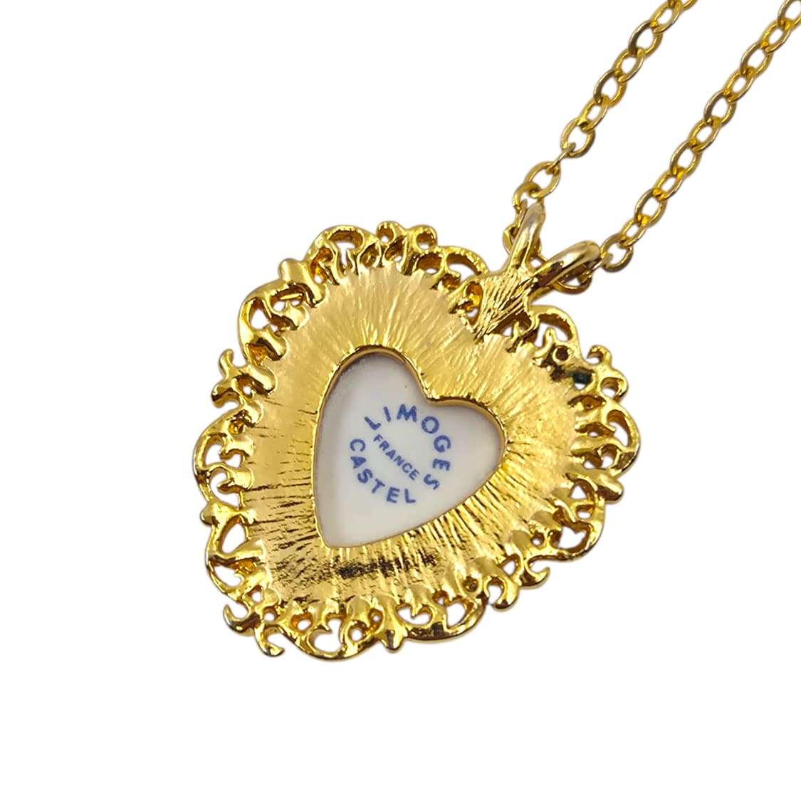 70s 프랑스 리모지 엔틱 캐슬 하트 도자기 목걸이 상품이미지4