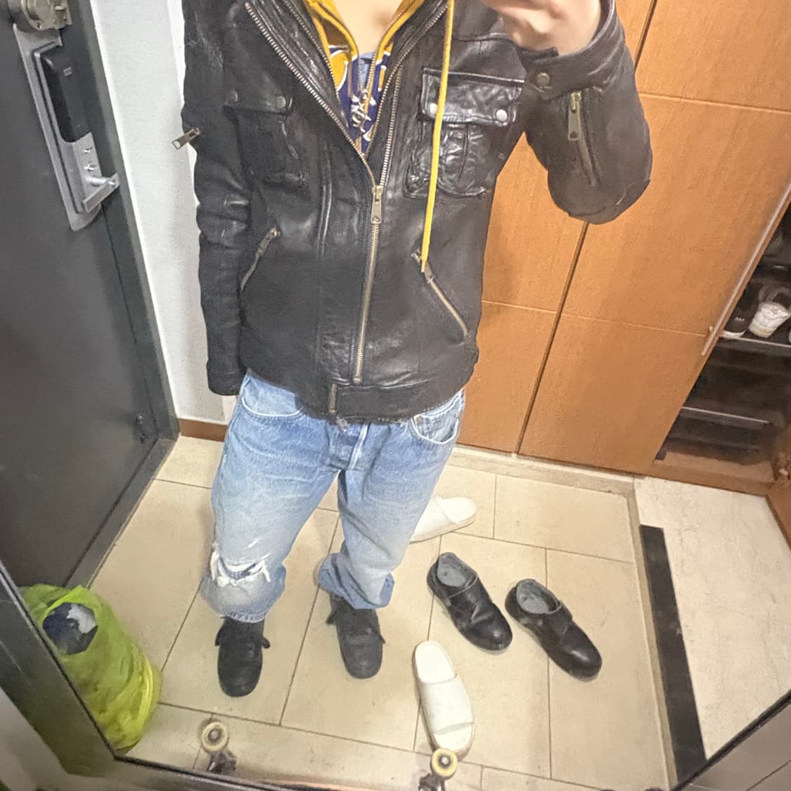 램스킨 레더 가죽 자켓 착샷 포함 상품이미지5