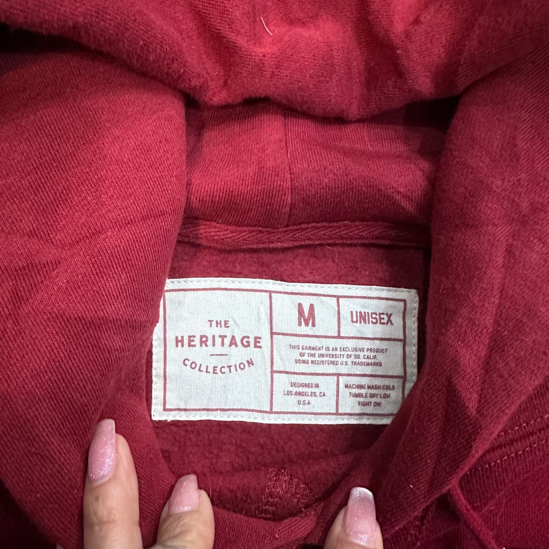 빈티지 USC 트로잔스 버건디 풀오버 후드티M 상품이미지5