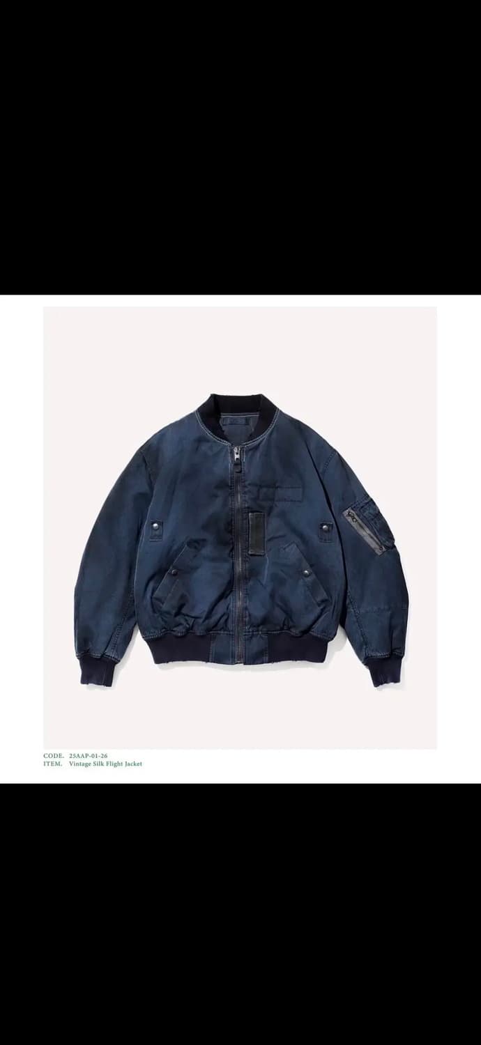 3 빈티지 실크 플라이트 자켓 네이비 아프레쎄 상품이미지1
