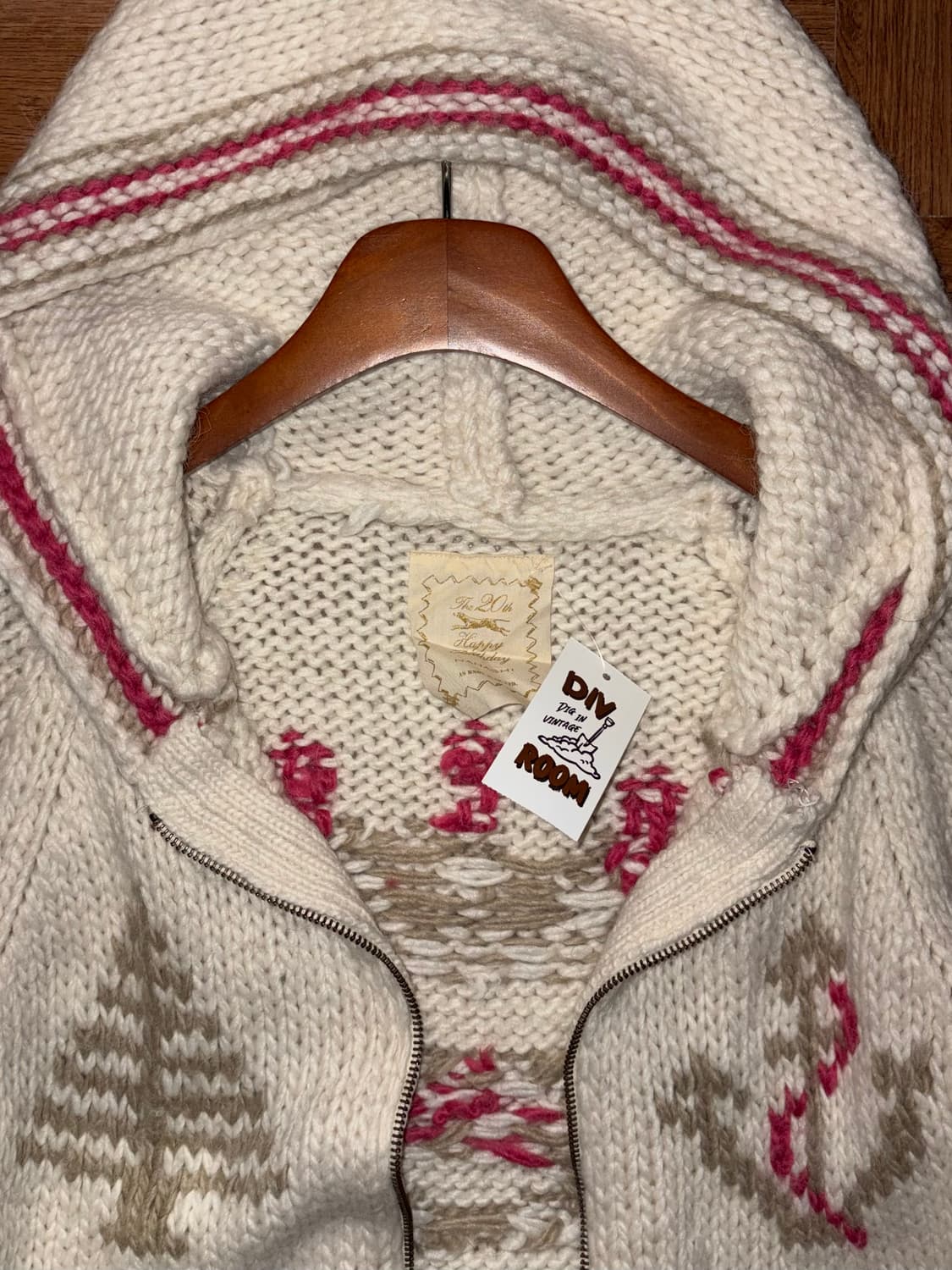 빈티지 노르딕 핑크 니트집업 상품이미지9