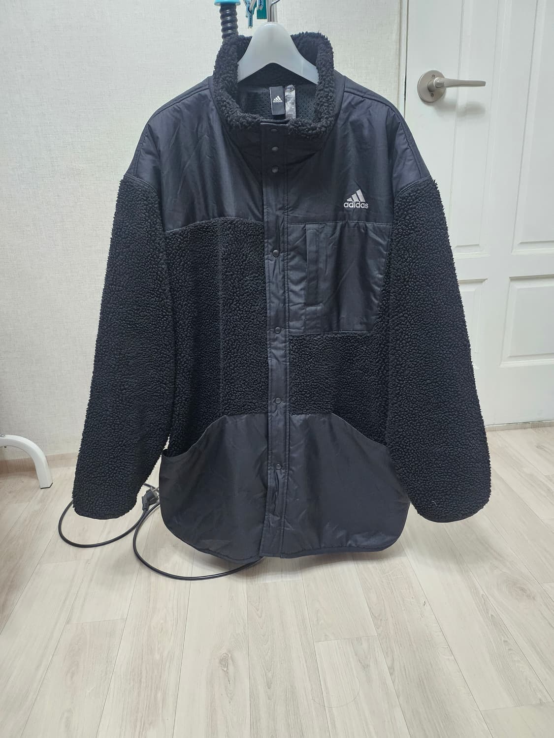 (115)3XL☆초대장급아디다스PRSVE보아플리스[블랙]쉐르파후리스점퍼 상품이미지1