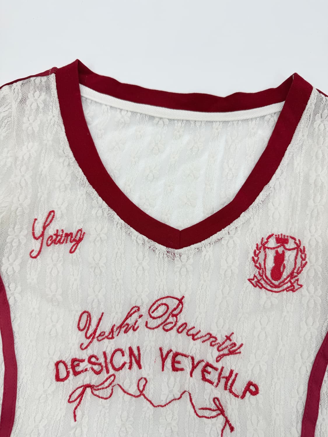 빈티지 레이스 시스루 레이어드 반팔티 상품이미지3