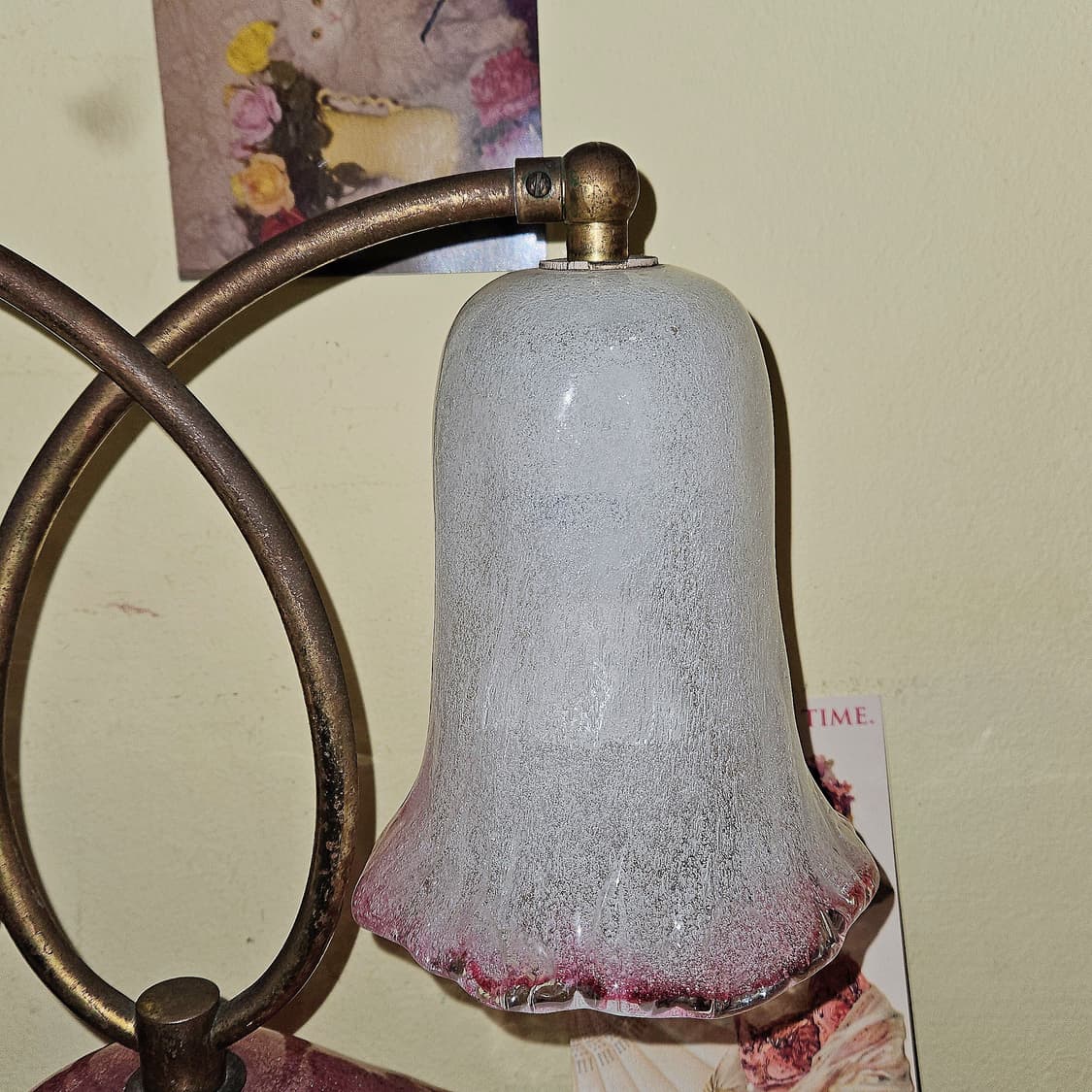 1960s 이와타 핑크 아트글라스 2구 엔틱 조명

 상품이미지3