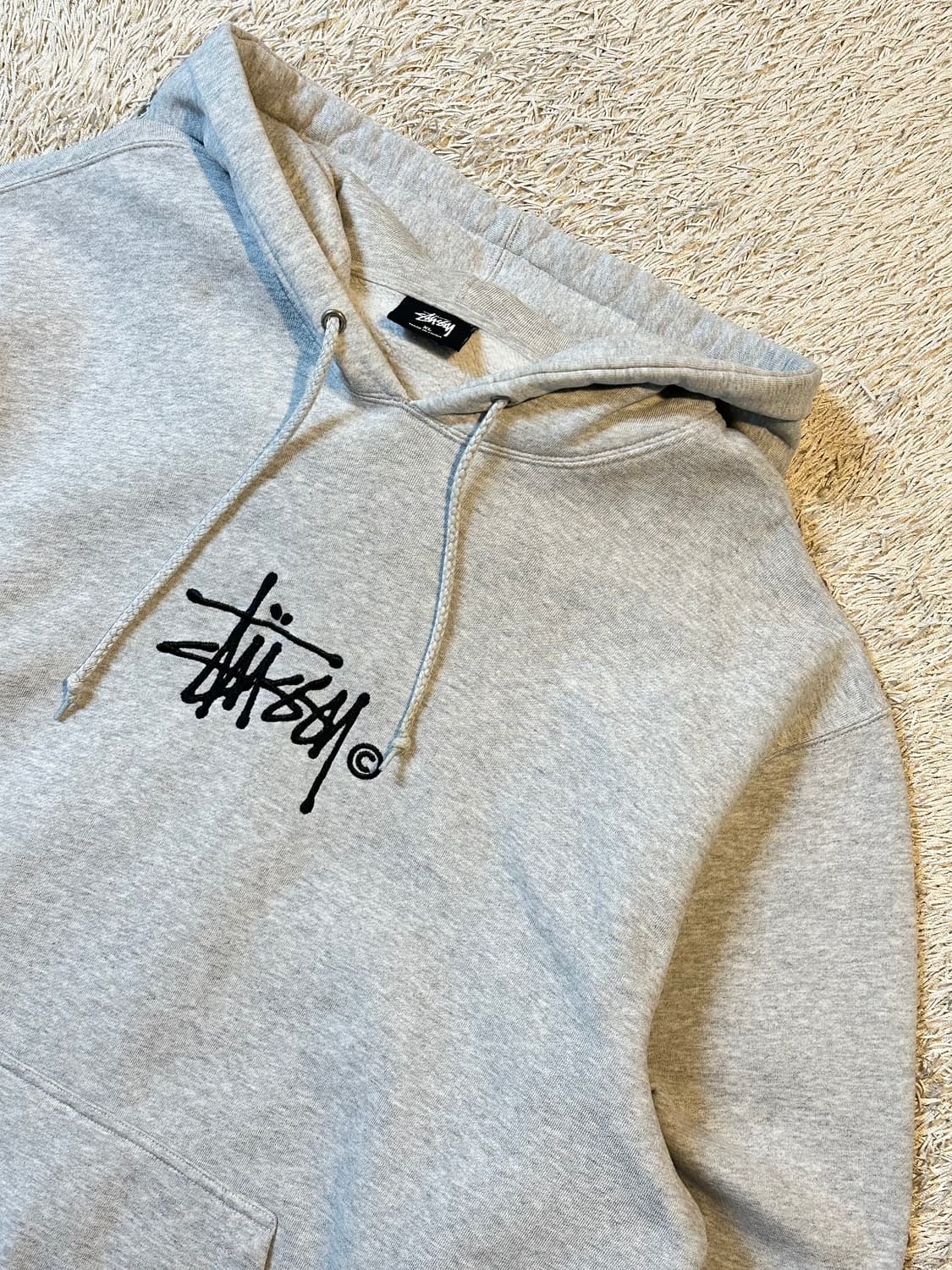 스투시 STUSSY 아플리케 자수 스탁로고 후드티 그레이 상품이미지2