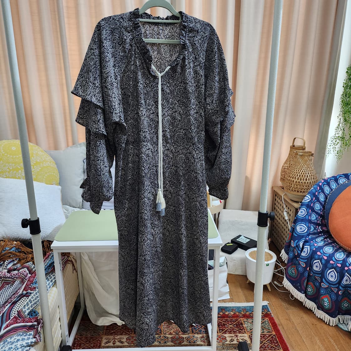 프릴 쉬폰 롱 원피스 프리사이즈 상품이미지1