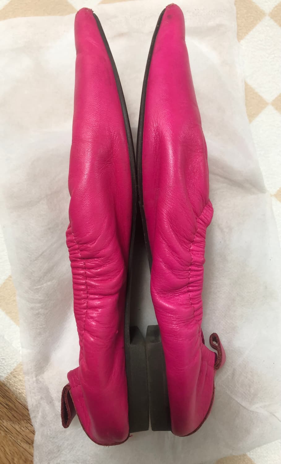 마뗑킴 초레어 핫핑크 소가죽 게더플랫 235 상품이미지2