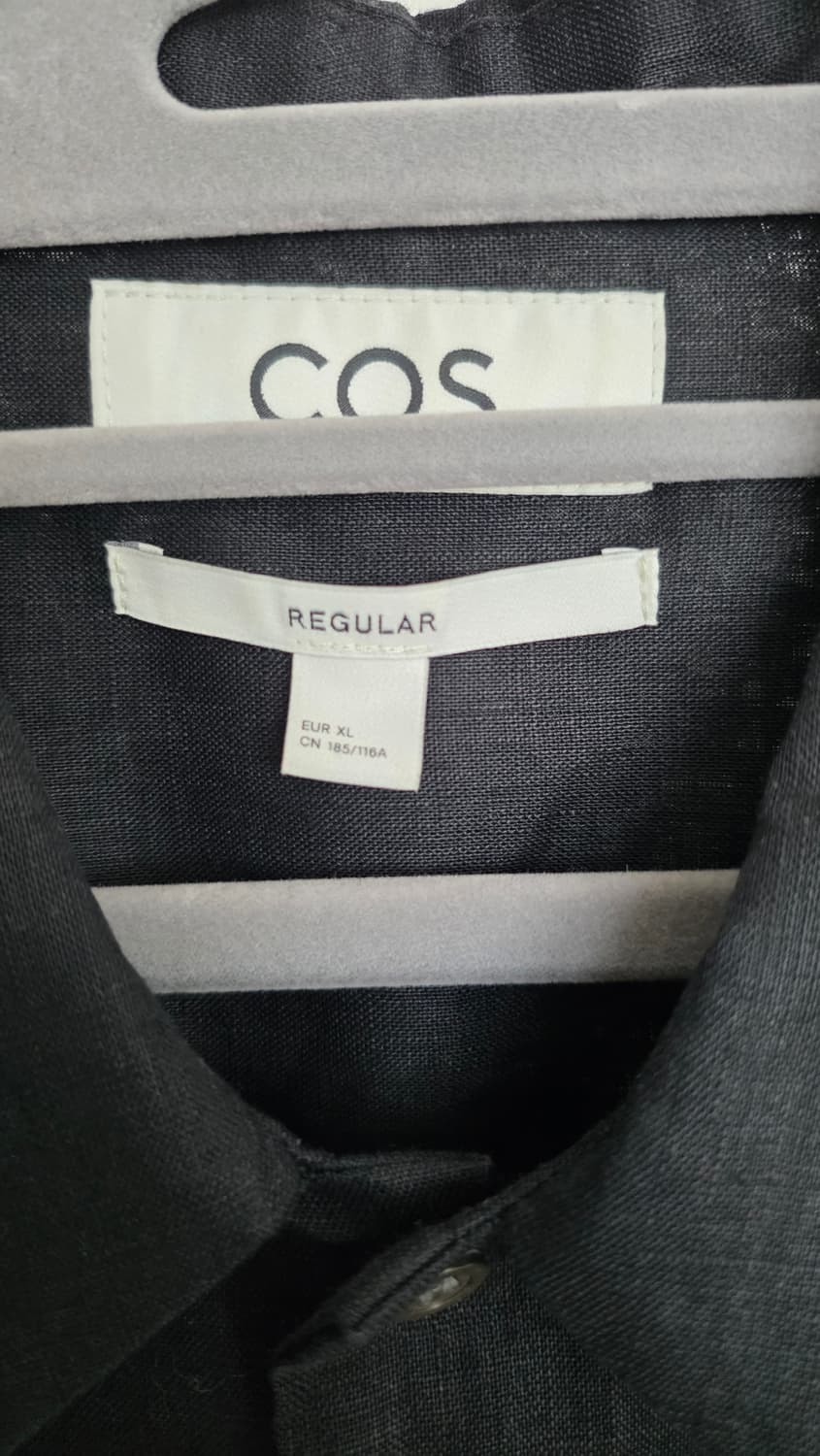 COS 레귤러핏 블랙 리넨 반팔 셔츠 XL 상품이미지3