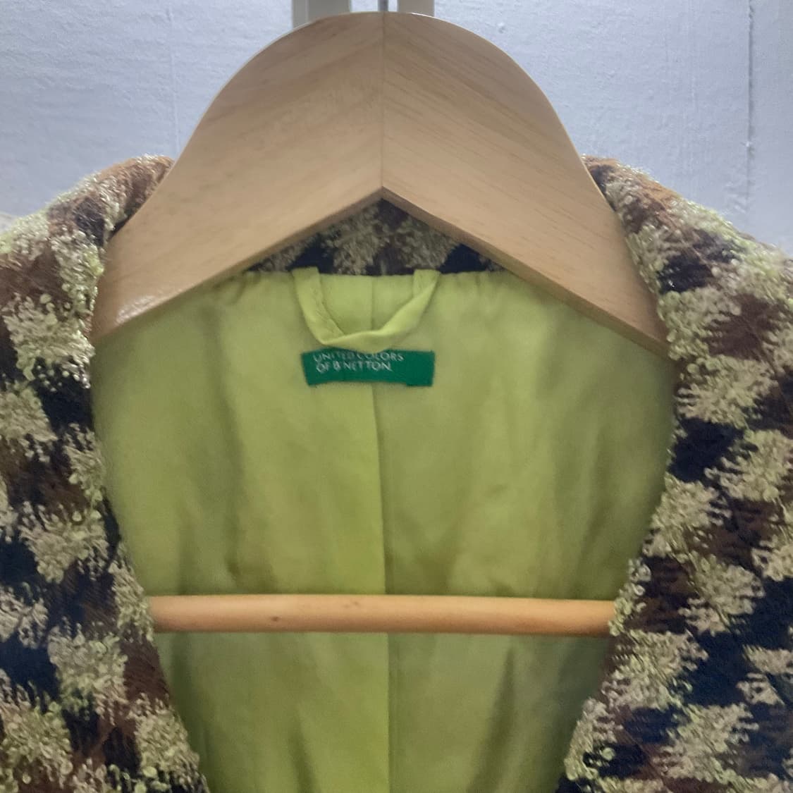 베네통 모스그린 아가일 체크 자켓 상품이미지5