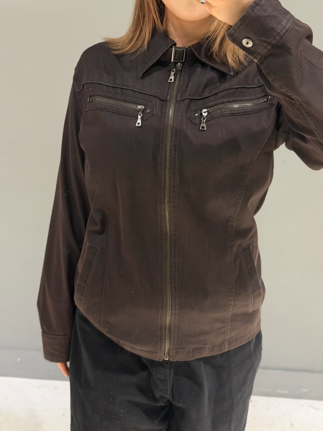 neck buckle zipper pocket jacket 상품이미지4