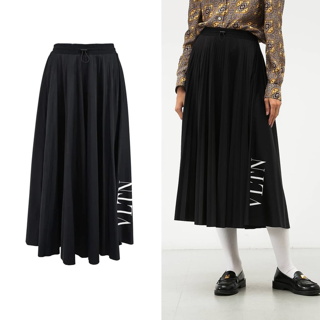 발렌티노 VLTN로고 플리츠 스커트 상품이미지2