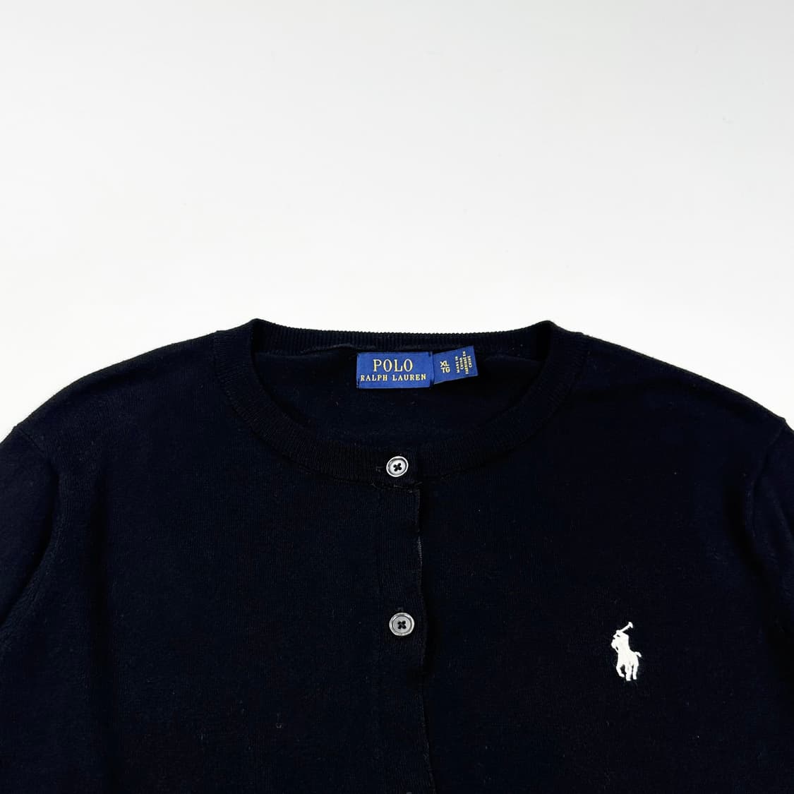 폴로 랄프로렌 여성 라운드넥 니트 가디건 블랙 여성XL 상품이미지2