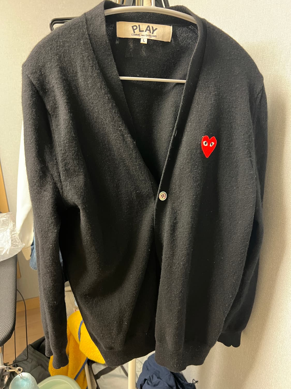 꼼데가르송 블랙 L사이즈 가디건  레드 와펜 상품이미지1