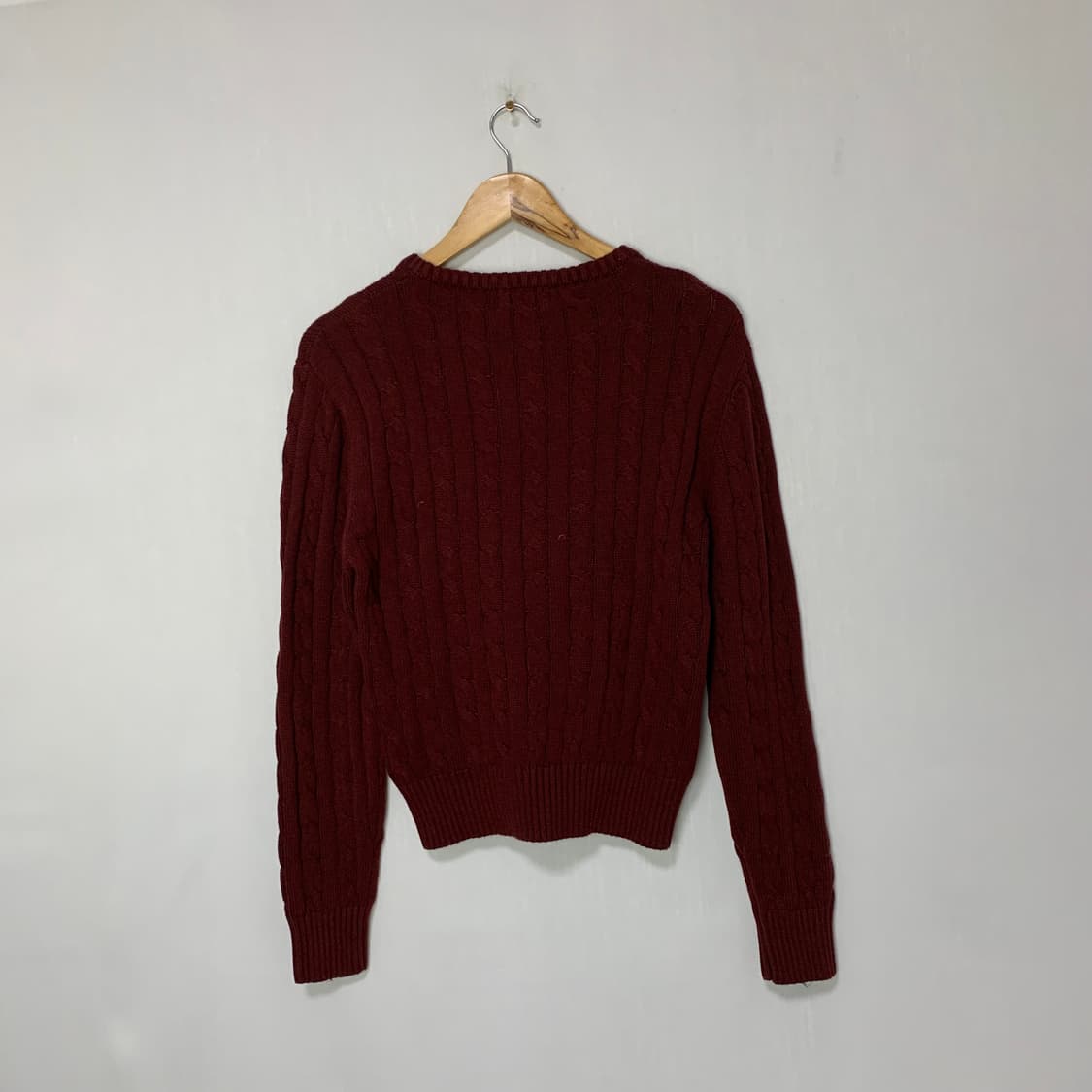 폴로 랄프로렌 세미크롭 케이블 니트 버건디 L 키즈 여성 상품이미지7