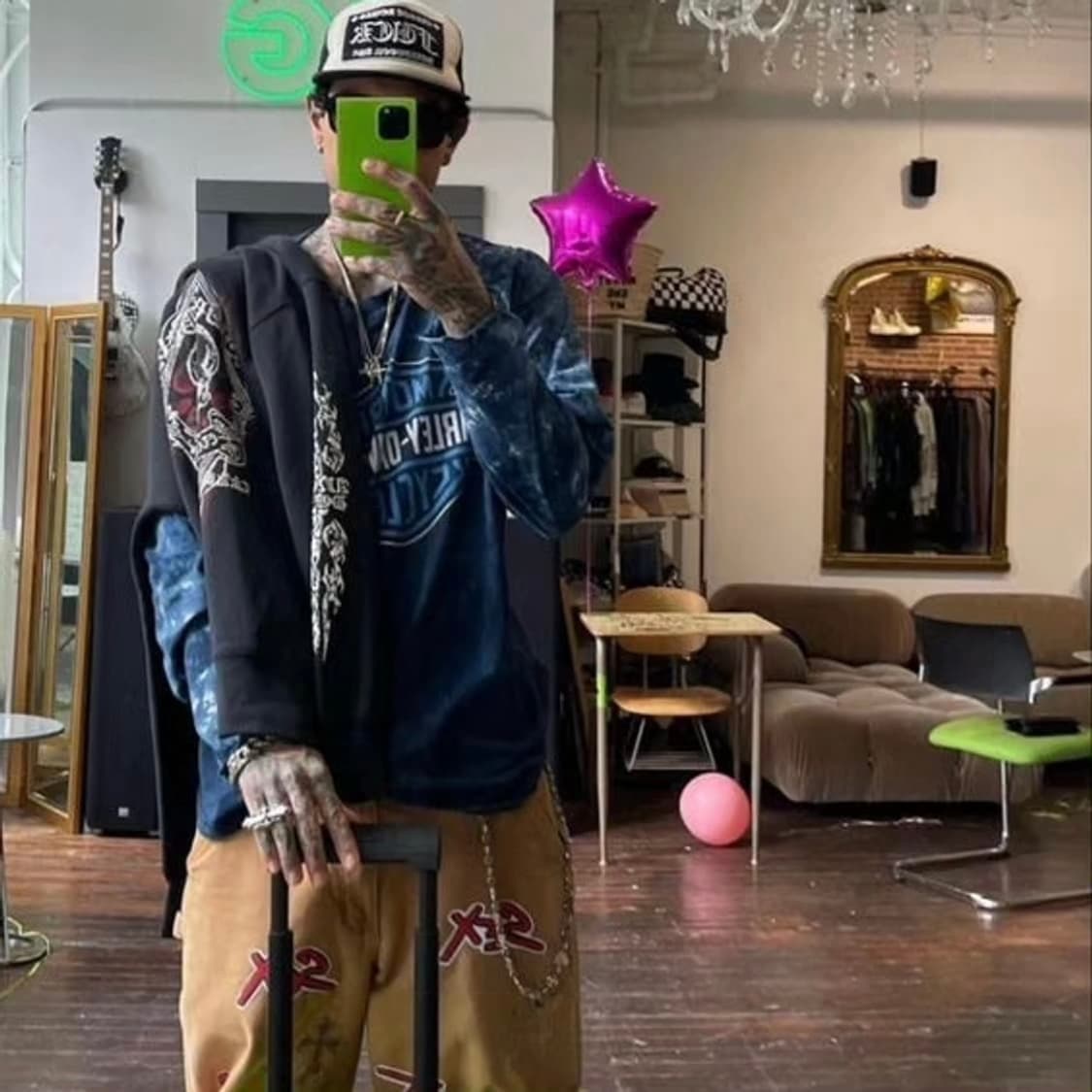 🇺🇸 90s 할리 데이비슨 타이다이 롱슬리브 블루 상품이미지1