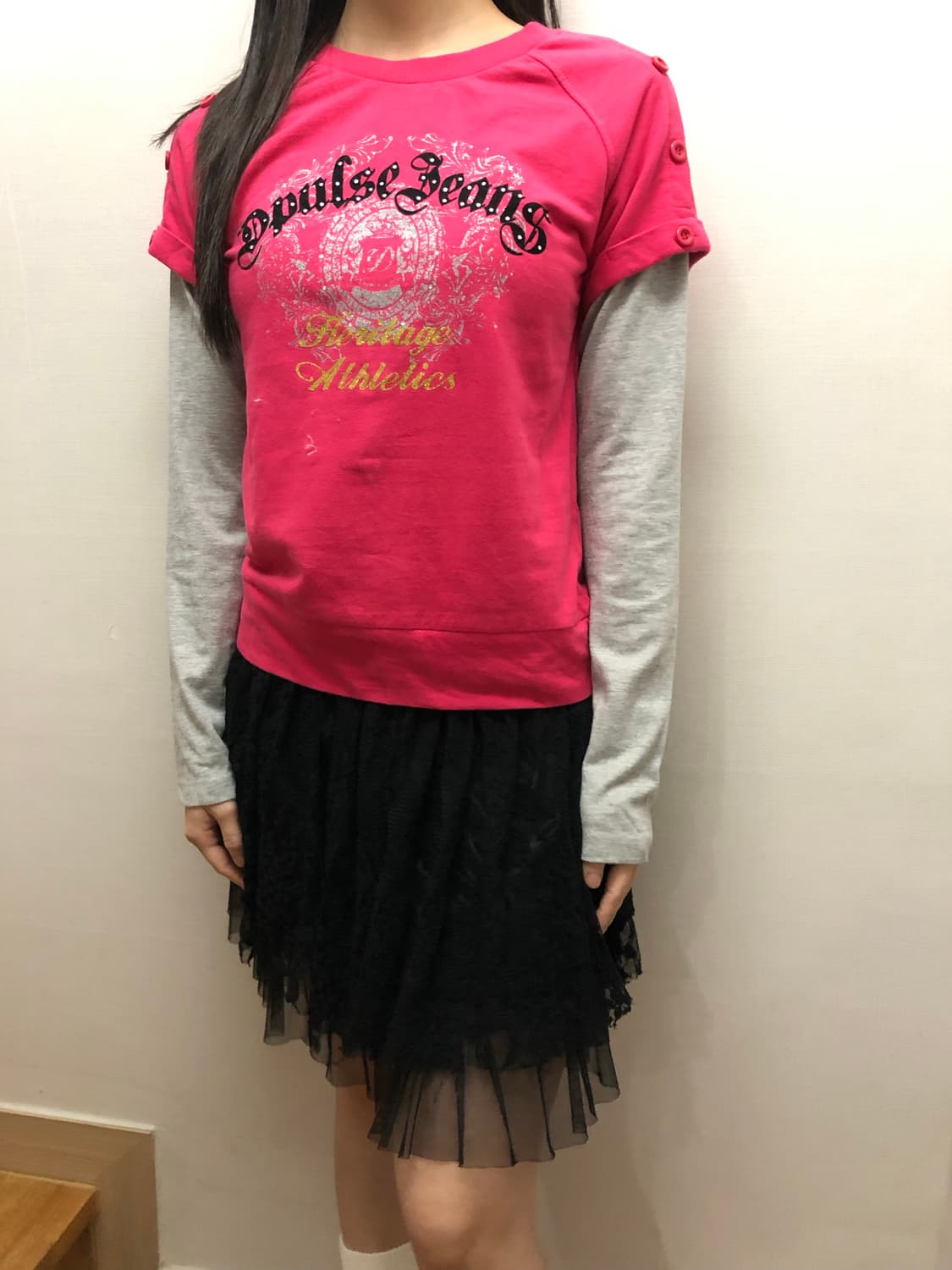 빈티지 핑크 와투케 레이어드 탑 상품이미지3