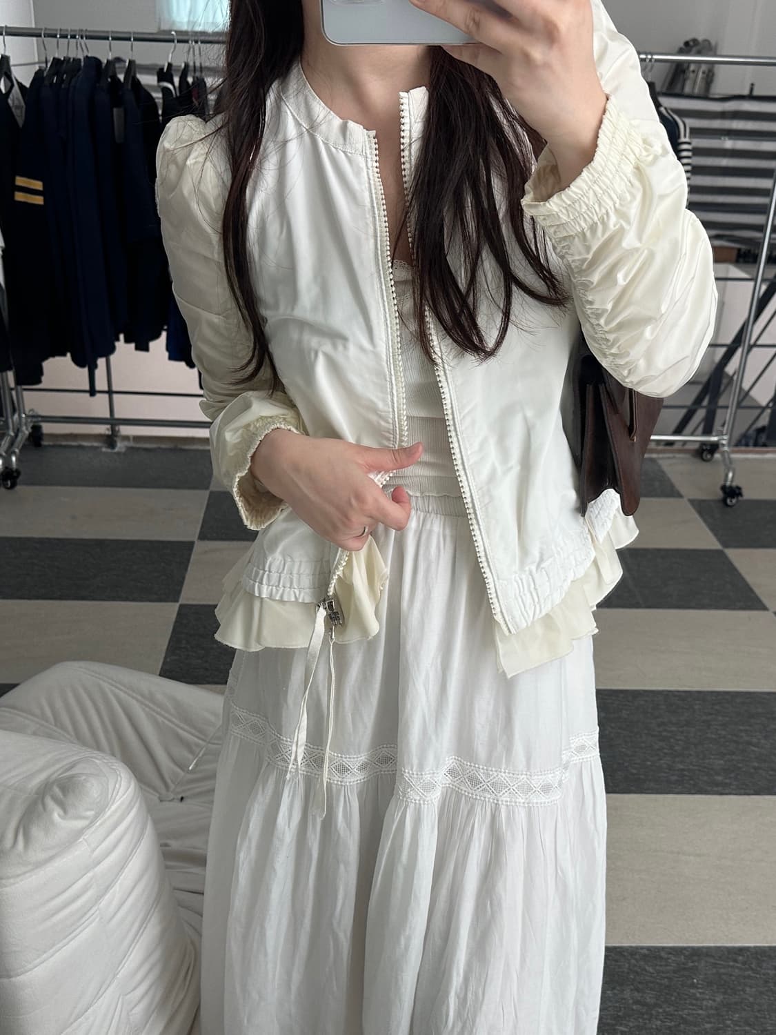 몽클레어 와펜 아이보리 하나 셔링 자켓  상품이미지4