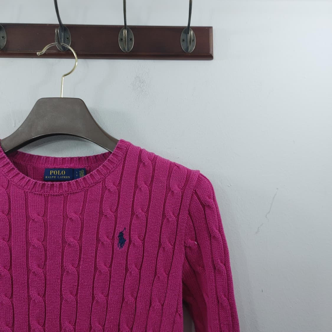 S 폴로랄프로렌 여성 핫핑크 꽈배기 데일리 니트 스웨터 상품이미지2