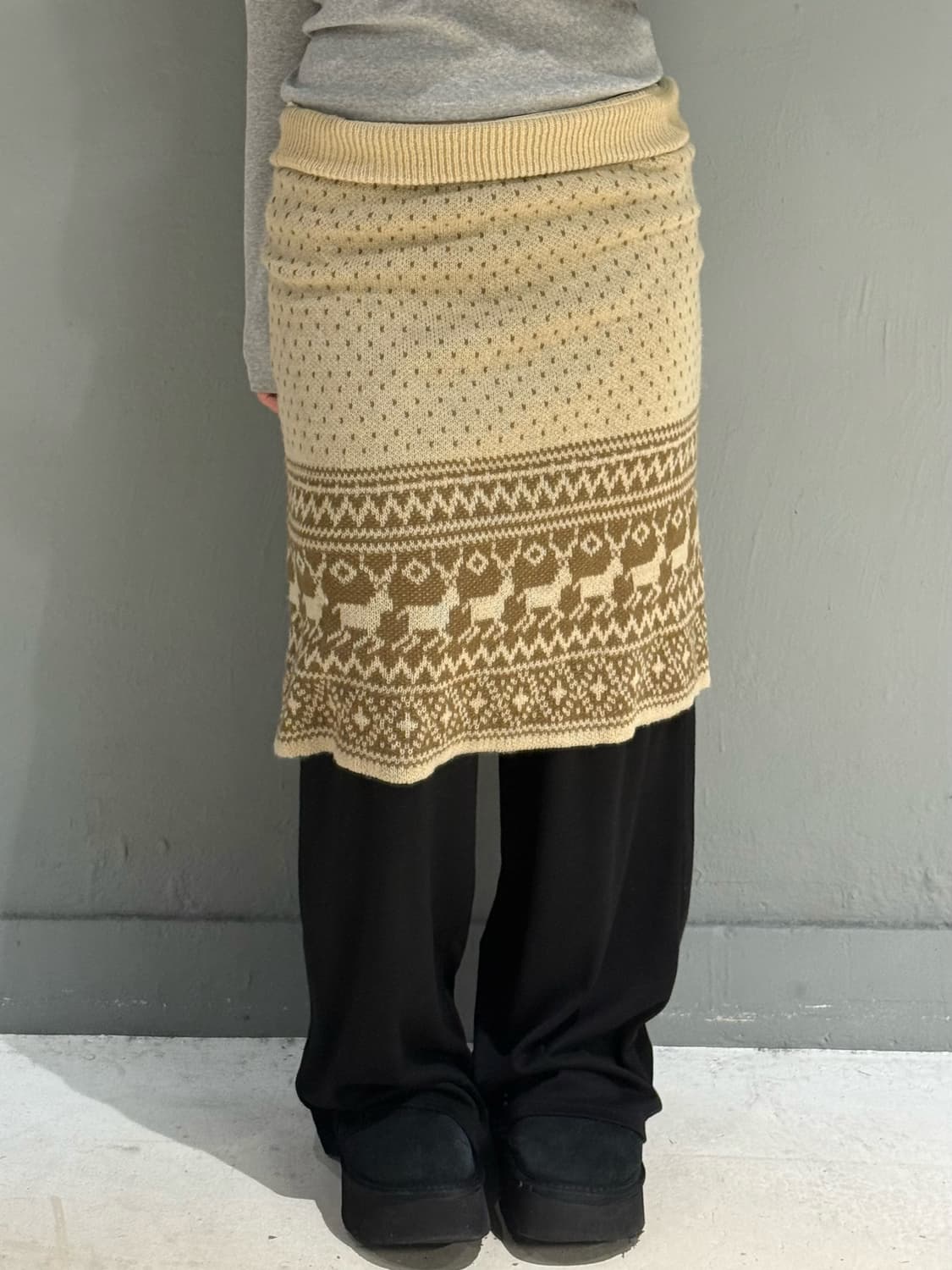 nordic pattern knit midi skirt 상품이미지1