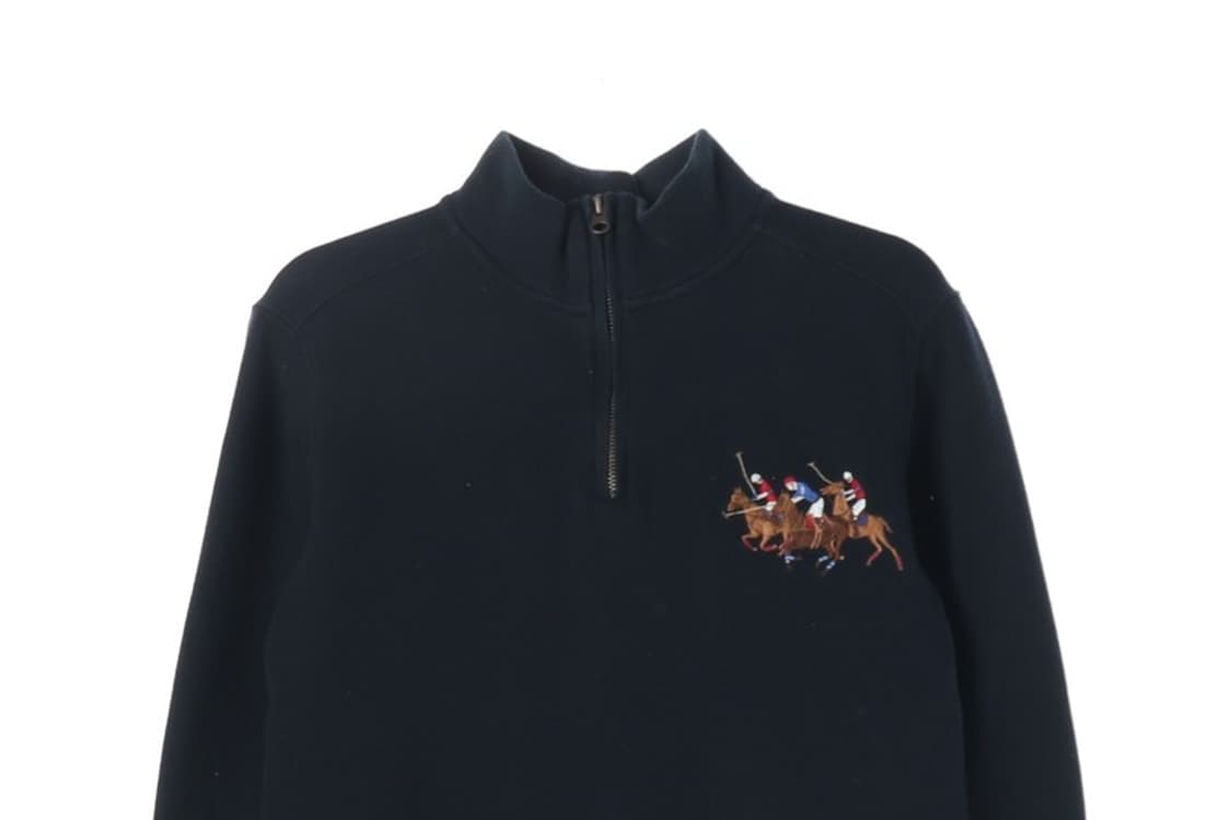 폴로 랄프로렌 트리플 빅포니 자수 기모 반집업 네이비 M 12/14 상품이미지3