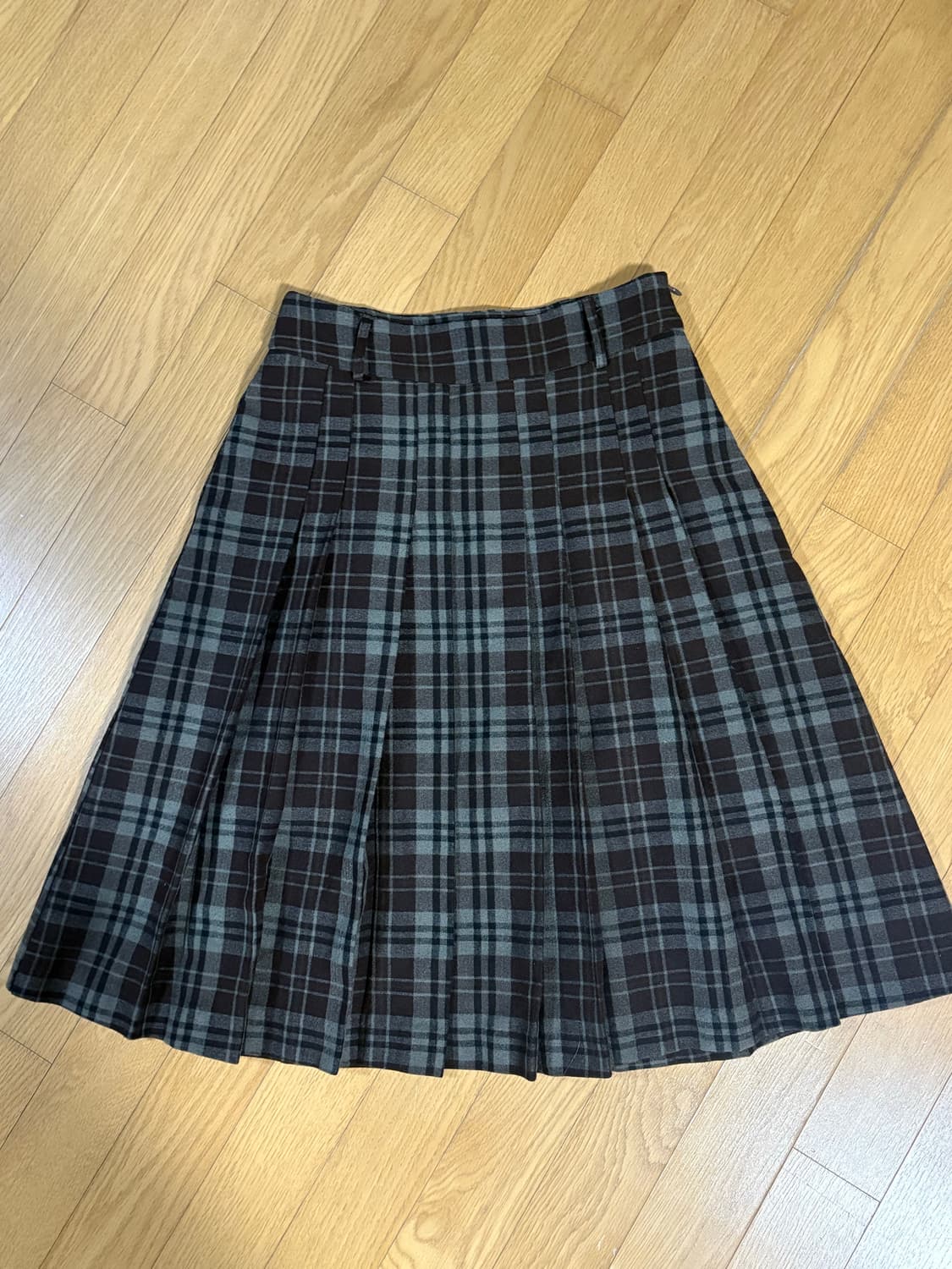 빈티지 체크 미디 스커트 상품이미지1