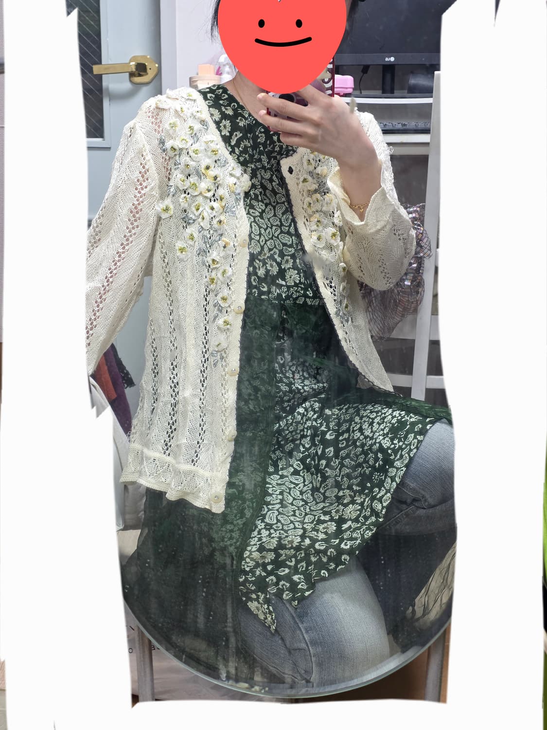 일본빈티지)오리엔탈 에스닉 히피모리걸st 쉬폰 레이어드롱슬리브리스원피스 상품이미지1