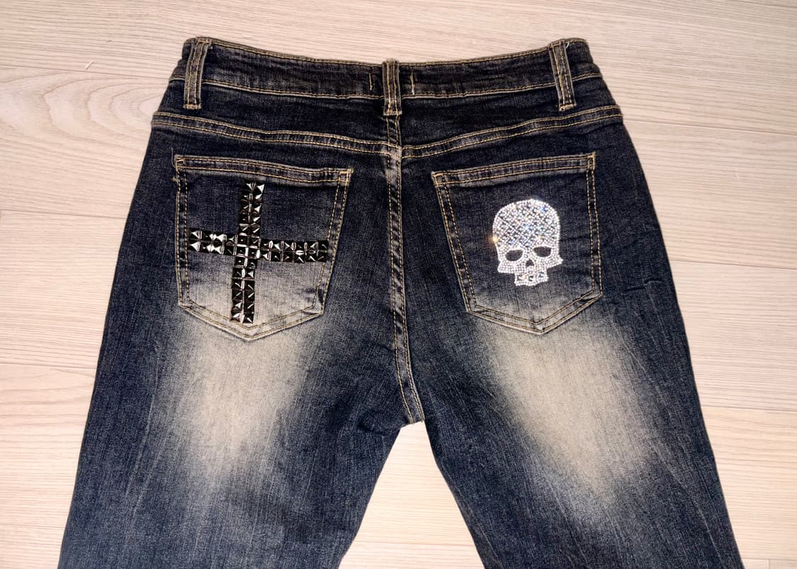 커스텀 펑크 y2k 로우라이즈 청바지 상품이미지4