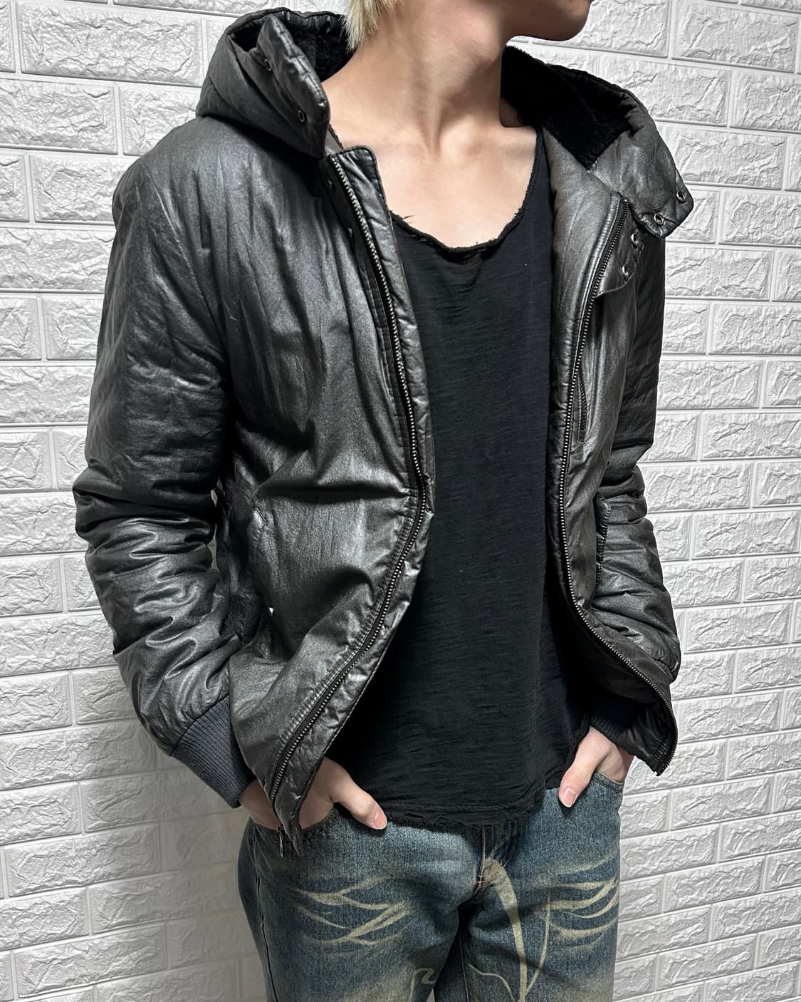 아르마니 메탈릭 후디 패딩  상품이미지2