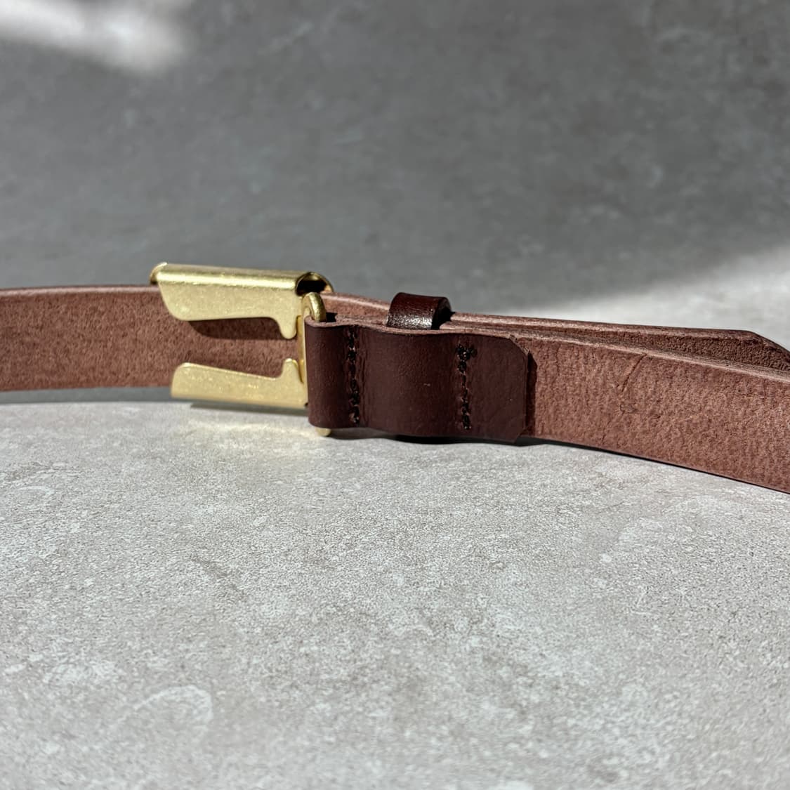 Oribell 미니멀 빈티지 골드 스틸 버클 이태리 베지터블 벨트 상품이미지7