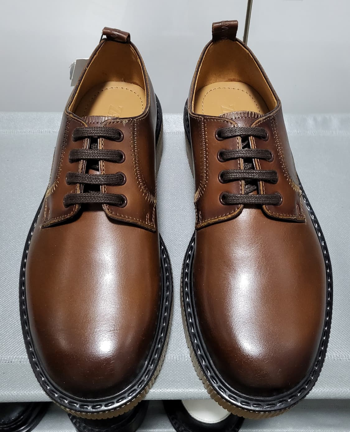 Zara 볼륨 솔 레더 블루처 상품이미지1