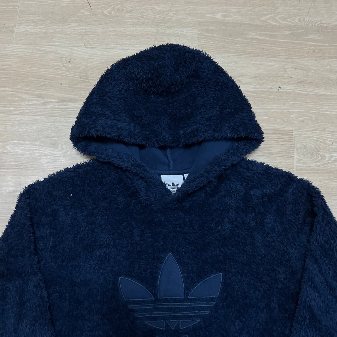 아디다스 트레포일 빅로고 뽀글이 후리스 후드티 [네이비] L/100 상품이미지2