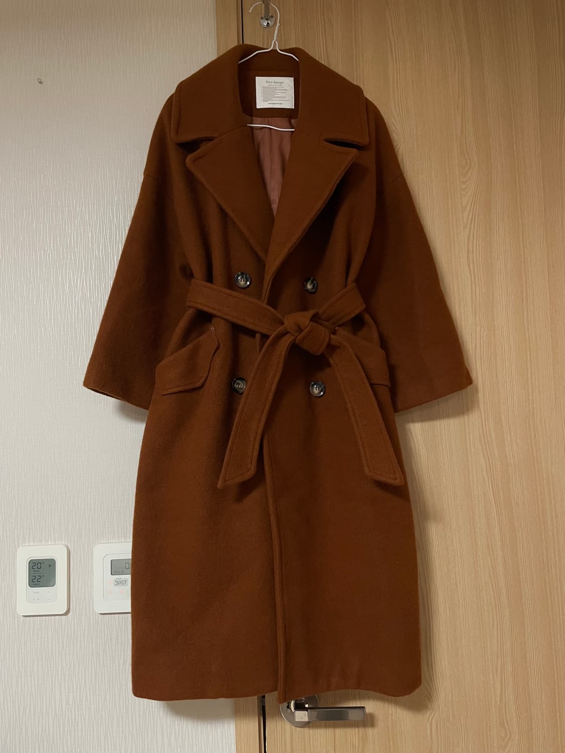 카멜색 벨트 롱코트 상품이미지1