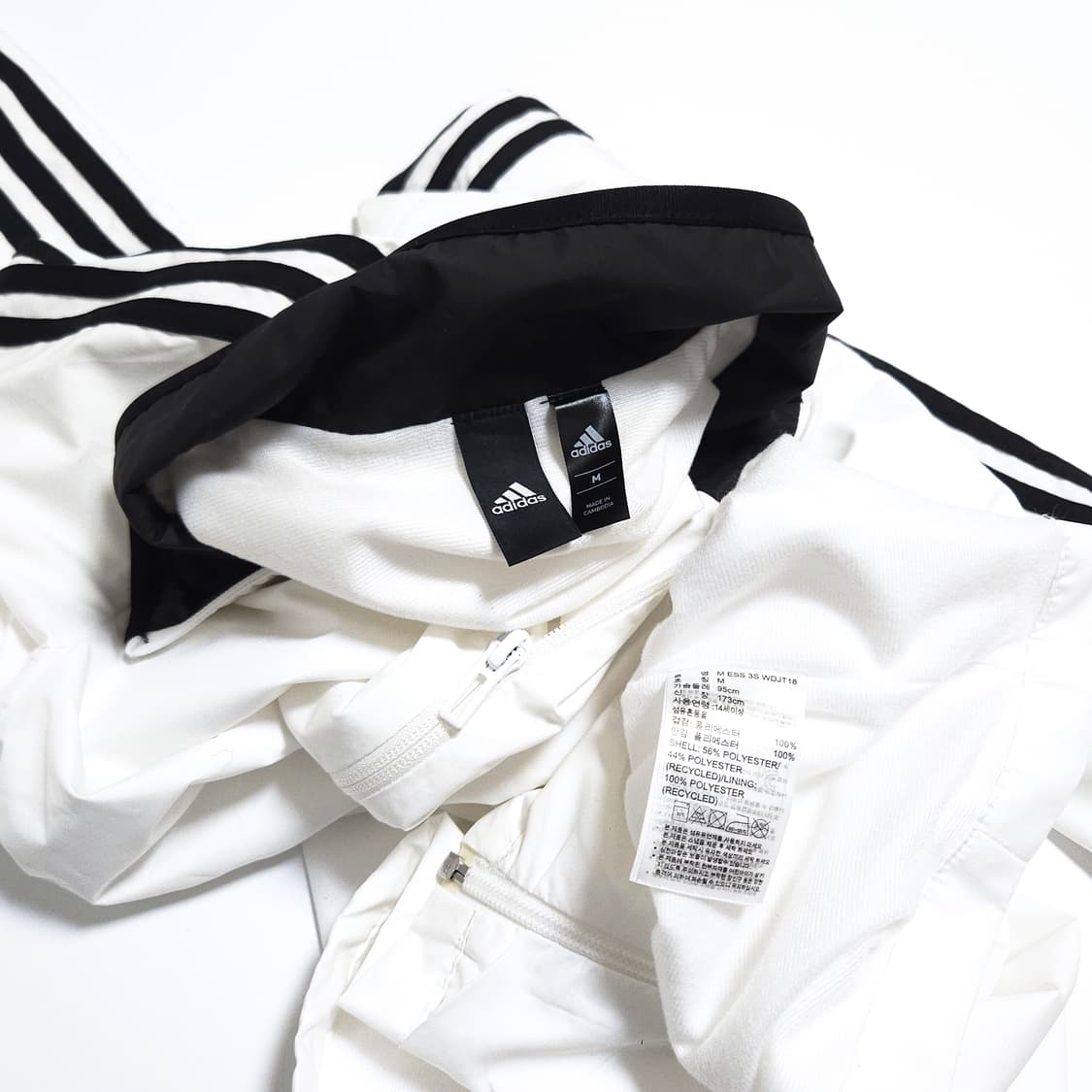 아디다스 3S 우븐 바람막이 자켓 화이트 상품이미지8