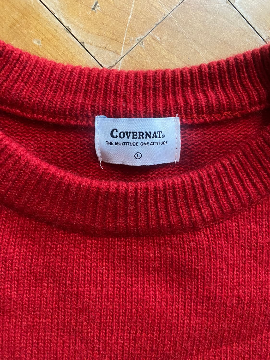 커버낫 C 로고 오버핏 니트 레드 L (100~105) 상품이미지2