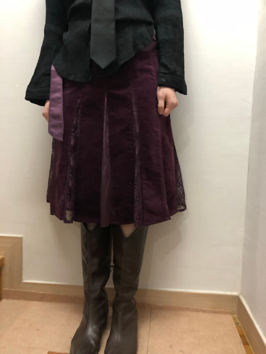 빈티지 퍼플 플리츠 스커트 상품이미지5