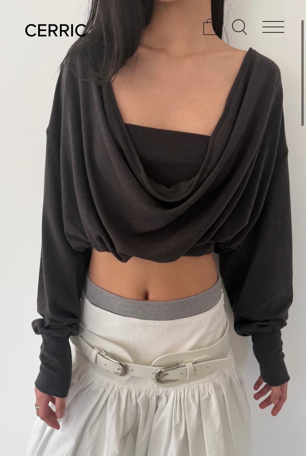 CERRIC Draped Back Top_ Charcoal 상품이미지1